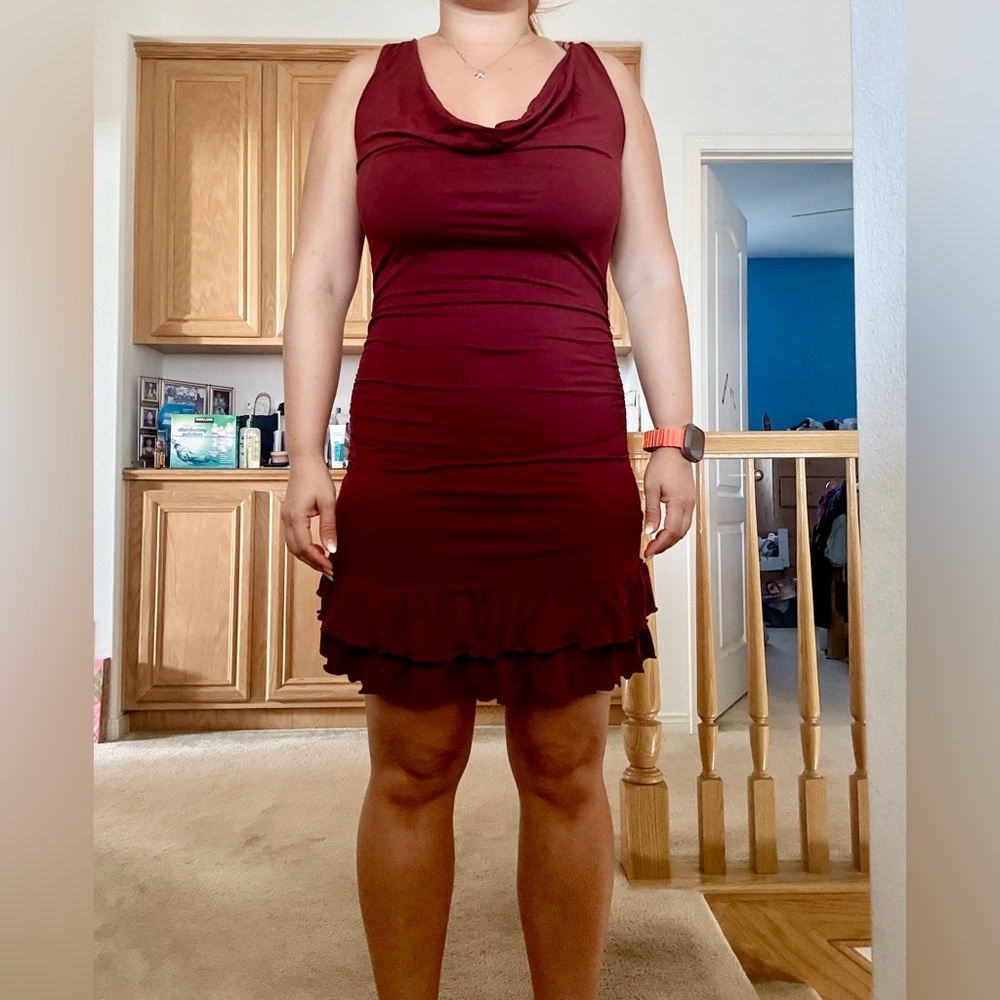 Mana Dress from Nectar Creations - Burgundy Rayon-Lycra dress from Bali